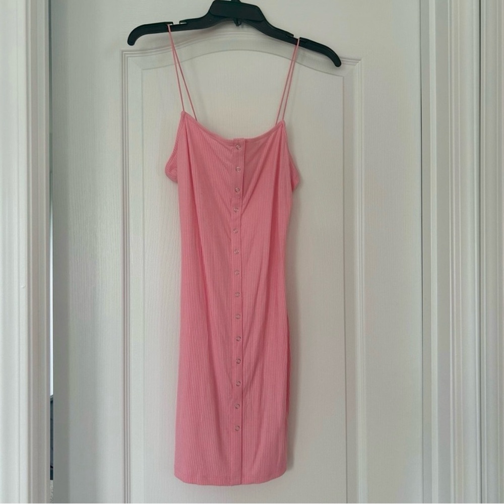 Pink Ribbed Mini Dress - Picture 3 of 7
